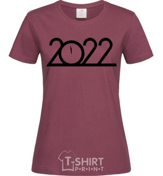 Женская футболка Надпись 2022 год Бордовый фото