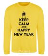 Sweatshirt Keep calm and happy New Year glasses yellow фото