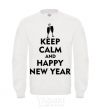 Sweatshirt Keep calm and happy New Year glasses White фото