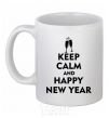 Чашка керамическая Keep calm and happy New Year glasses Белый фото