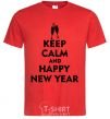 Men's T-Shirt Keep calm and happy New Year glasses red фото