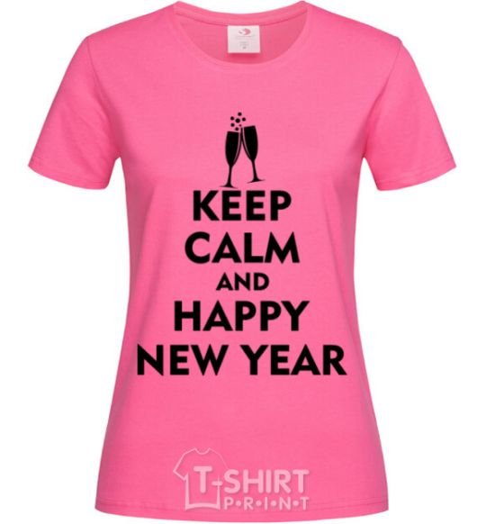 Women's T-shirt Keep calm and happy New Year glasses heliconia фото