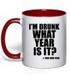 Mug with a colored handle I am drunk, what year is it? #it's New Year red фото
