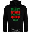 Men`s hoodie Merry Fitmas and a happy New rear black фото