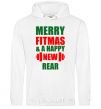 Men`s hoodie Merry Fitmas and a happy New rear White фото