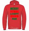 Men`s hoodie Merry Fitmas and a happy New rear bright-red фото