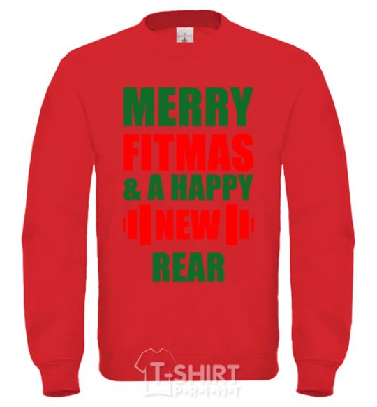 Sweatshirt Merry Fitmas and a happy New rear yellow фото