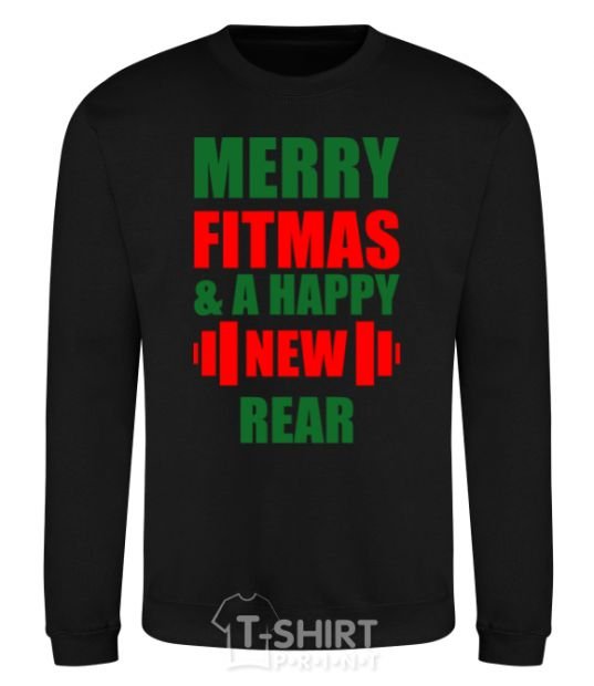 Sweatshirt Merry Fitmas and a happy New rear black фото