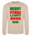 Sweatshirt Merry Fitmas and a happy New rear sand фото