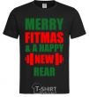 Men's T-Shirt Merry Fitmas and a happy New rear black фото