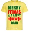 Men's T-Shirt Merry Fitmas and a happy New rear cornsilk фото