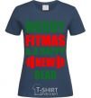 Women's T-shirt Merry Fitmas and a happy New rear navy-blue фото