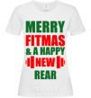 Женская футболка Merry Fitmas and a happy New rear Белый фото