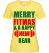 Women's T-shirt Merry Fitmas and a happy New rear cornsilk фото