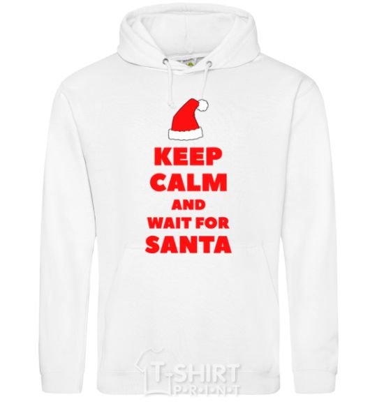 Men`s hoodie Keep calm and wait for Santa White фото