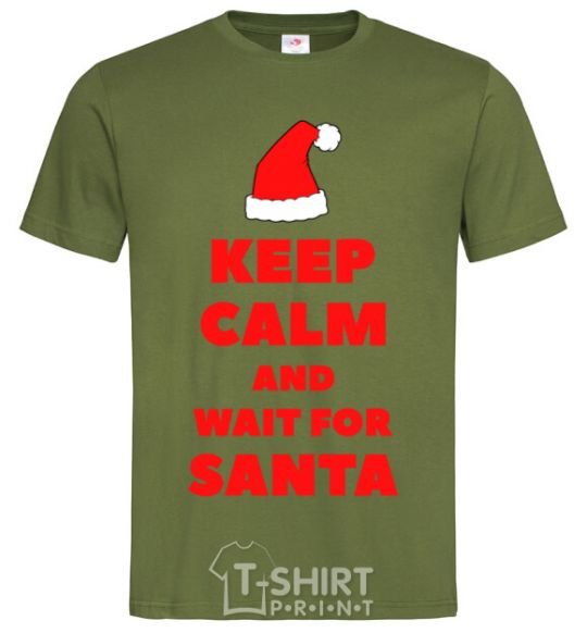 Men's T-Shirt Keep calm and wait for Santa millennial-khaki фото