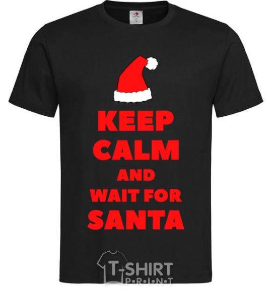 Men's T-Shirt Keep calm and wait for Santa black фото