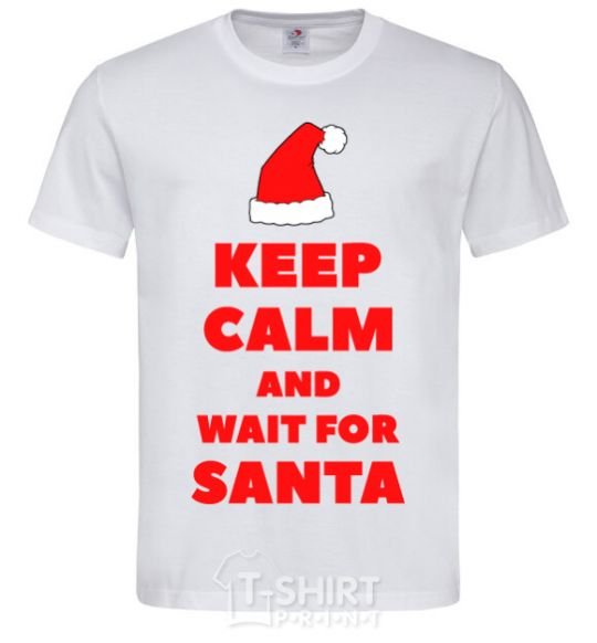 Men's T-Shirt Keep calm and wait for Santa White фото