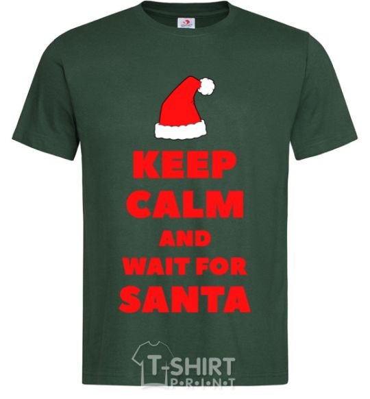 Men's T-Shirt Keep calm and wait for Santa bottle-green фото