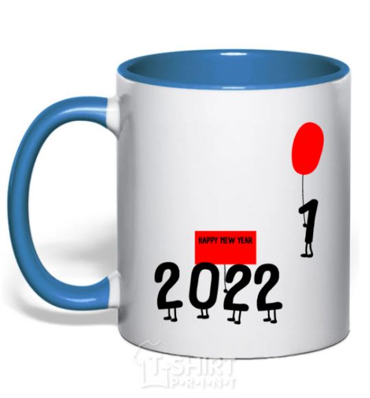 Mug with a colored handle 2022 is coming royal-blue фото