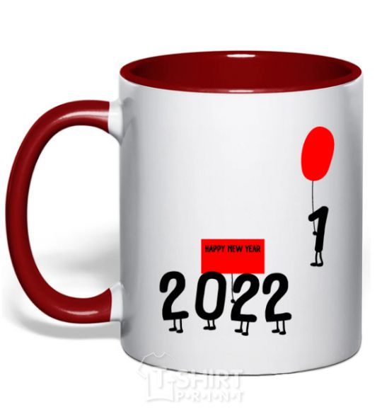 Mug with a colored handle 2022 is coming red фото