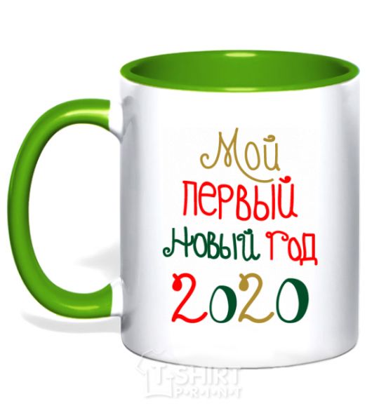 Mug with a colored handle My first New Year's Eve 2020 kelly-green фото