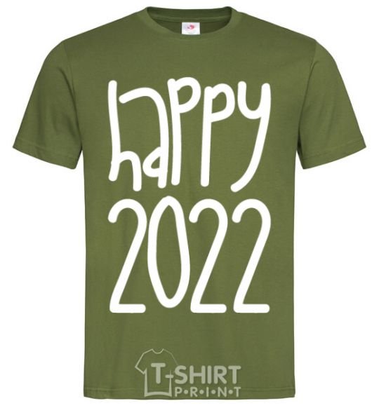Мужская футболка Happy 2020 Оливковый фото