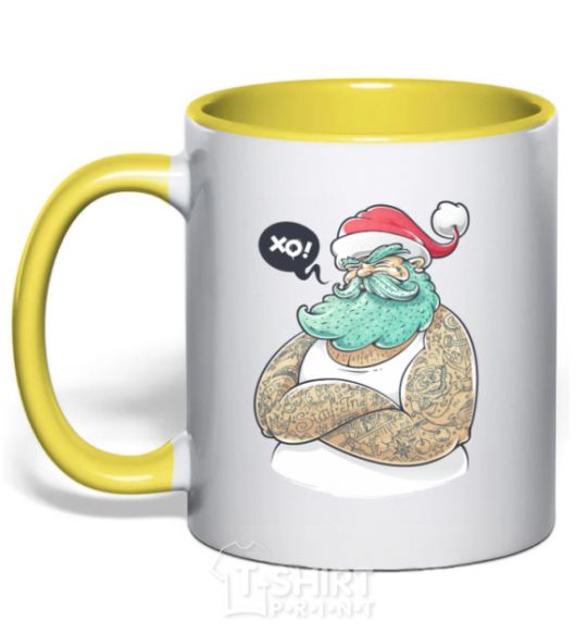 Mug with a colored handle XO! yellow фото