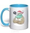 Mug with a colored handle XO! sky-blue фото