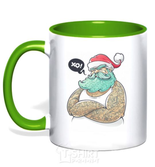 Mug with a colored handle XO! kelly-green фото