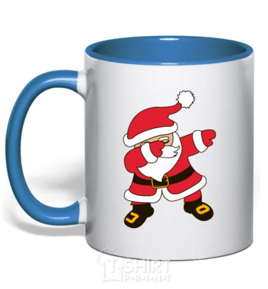 Mug with a colored handle Hype Santa royal-blue фото