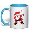 Mug with a colored handle Hype Santa sky-blue фото