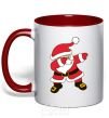 Mug with a colored handle Hype Santa red фото