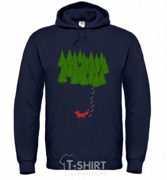 Men`s hoodie Forest and fox navy-blue фото