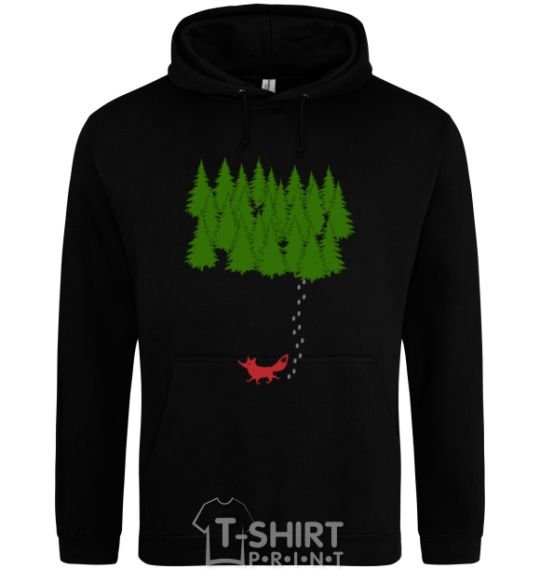 Men`s hoodie Forest and fox black фото