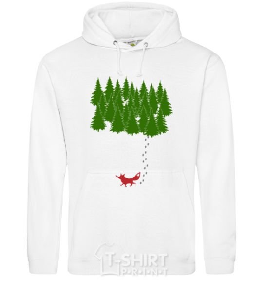 Men`s hoodie Forest and fox White фото