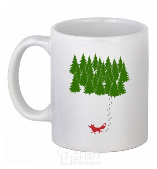 Ceramic mug Forest and fox White фото