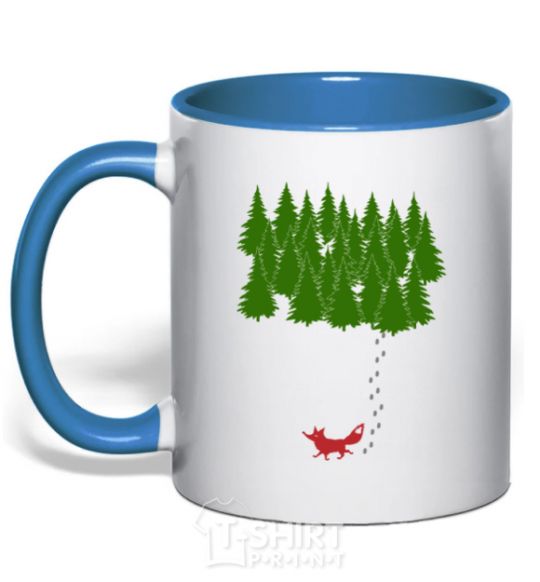 Mug with a colored handle Forest and fox royal-blue фото