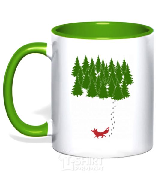 Mug with a colored handle Forest and fox kelly-green фото
