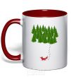 Mug with a colored handle Forest and fox red фото