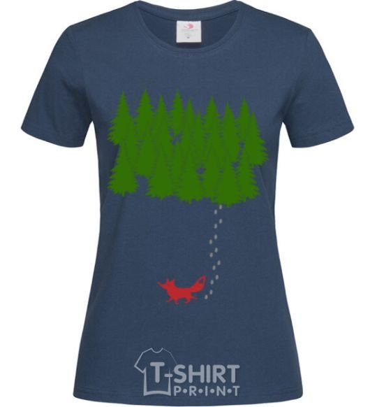 Women's T-shirt Forest and fox navy-blue фото