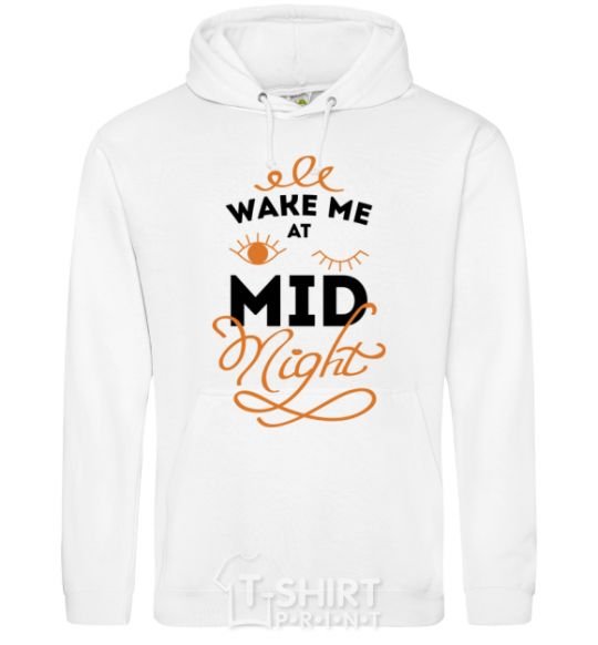 Men`s hoodie Wake me at the midnight White фото