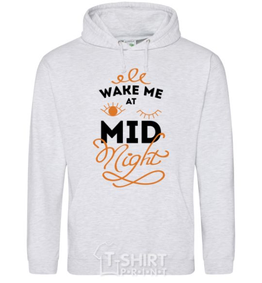 Men`s hoodie Wake me at the midnight sport-grey фото