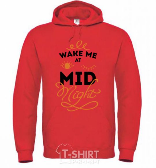 Men`s hoodie Wake me at the midnight bright-red фото