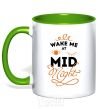 Mug with a colored handle Wake me at the midnight kelly-green фото