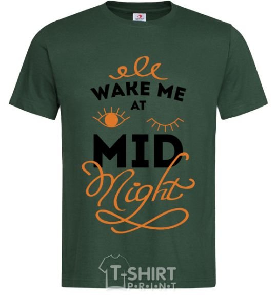 Мужская футболка Wake me at the midnight Темно-зеленый фото