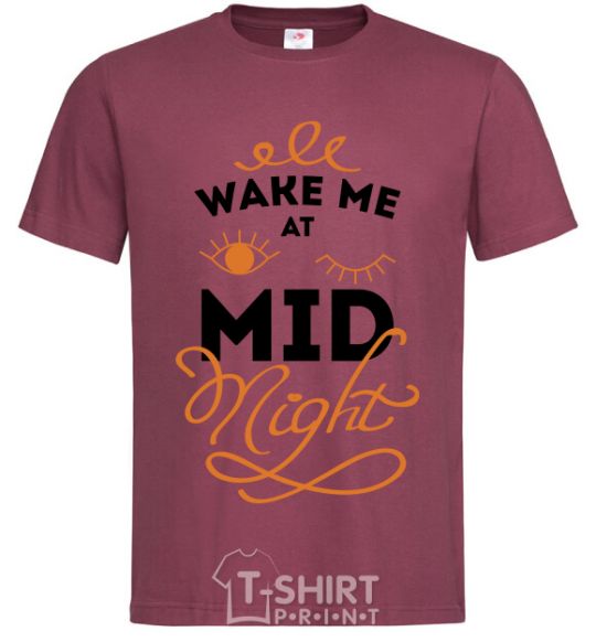 Men's T-Shirt Wake me at the midnight burgundy фото