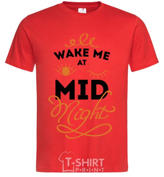 Men's T-Shirt Wake me at the midnight red фото