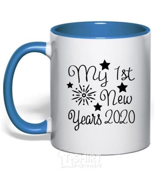 Mug with a colored handle My first New Year 2020 royal-blue фото