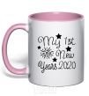 Mug with a colored handle My first New Year 2020 light-pink фото